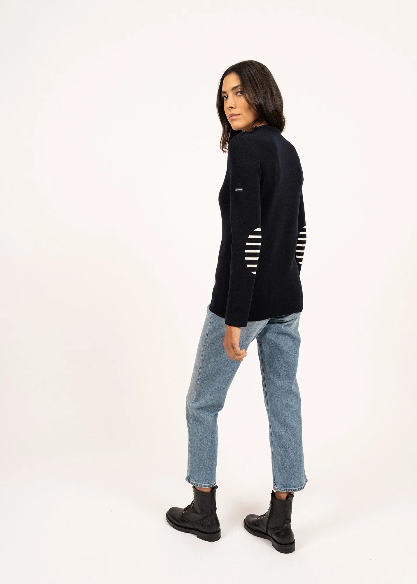 Pull marin uni Brganon - en laine (NAVY)
