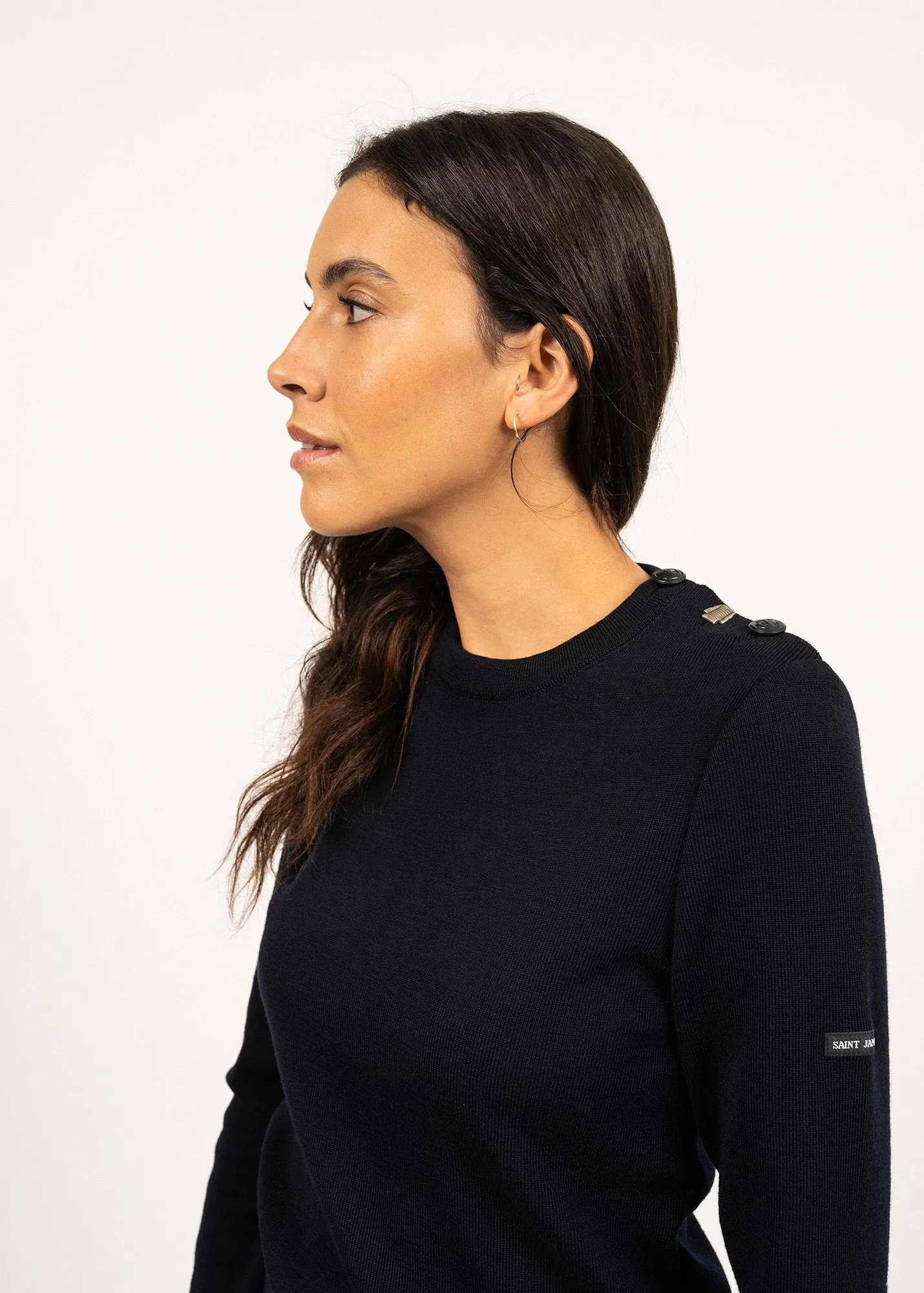 Pull marin uni Brganon - en laine (NAVY)