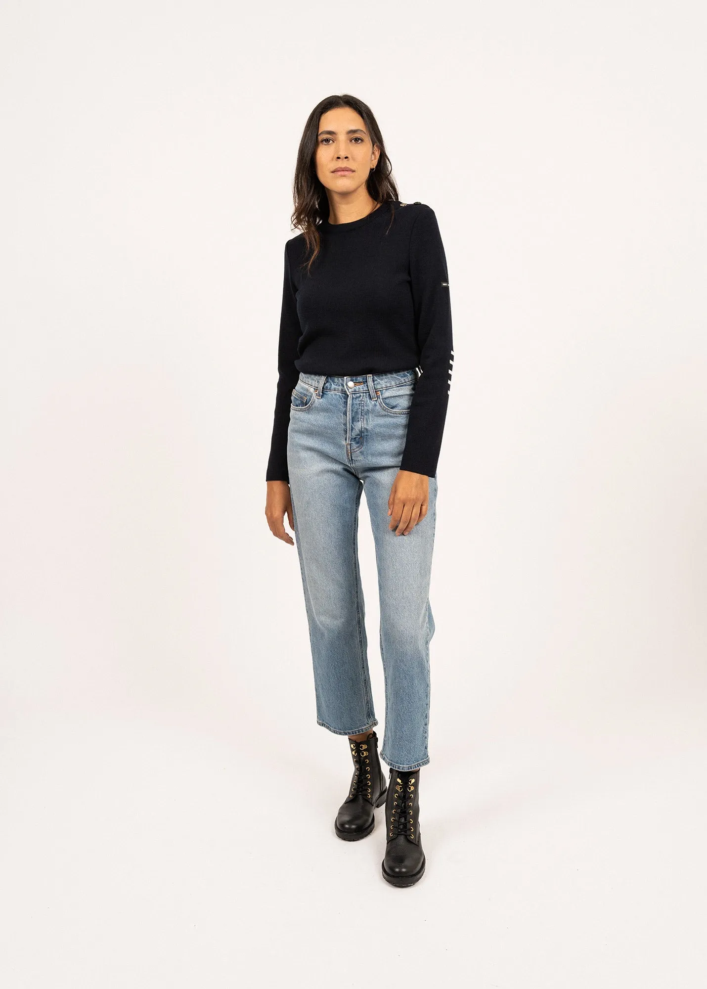 Pull marin uni Brganon - en laine (NAVY)