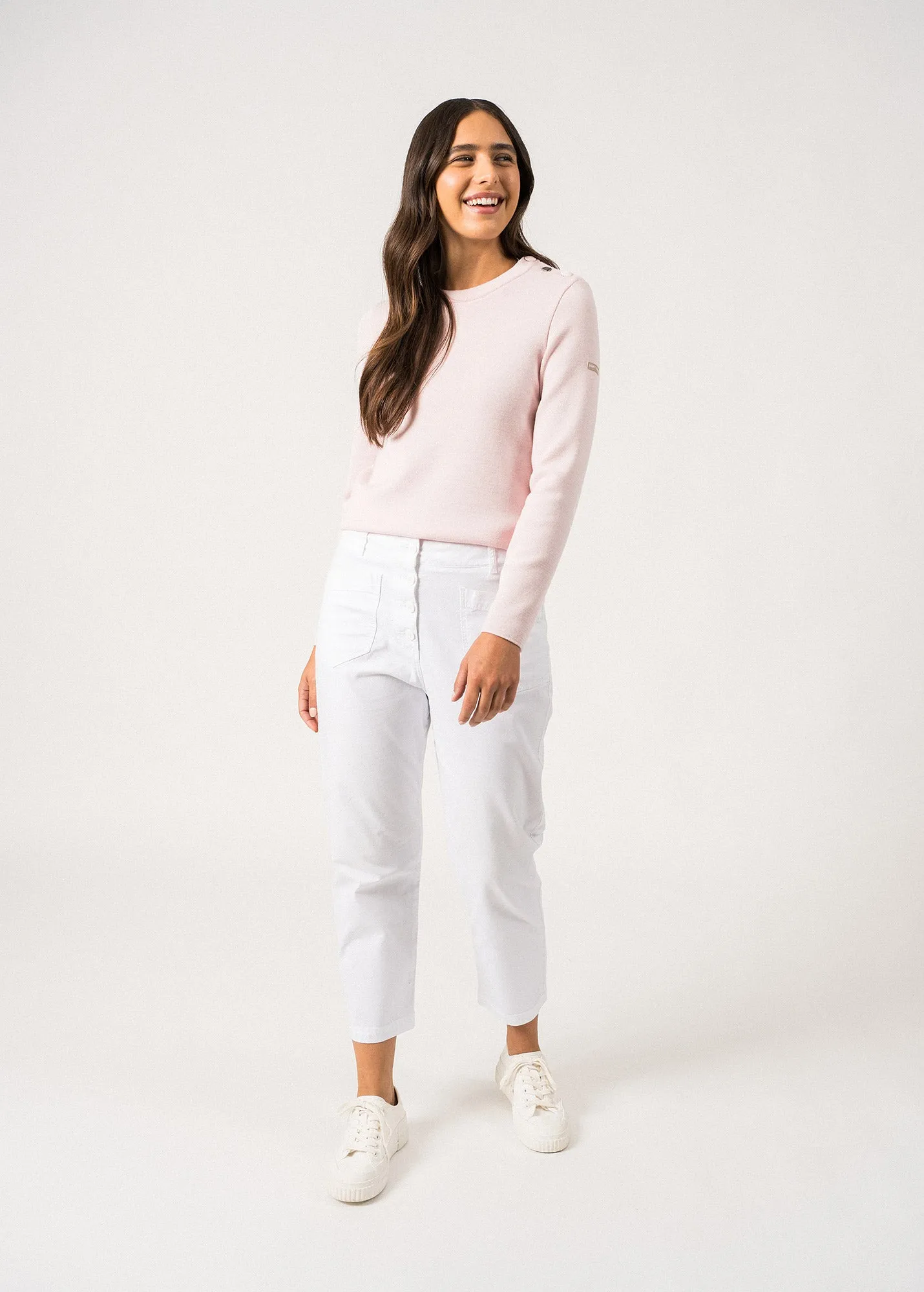 Pull marin uni Brganon - en laine (POUDRE)