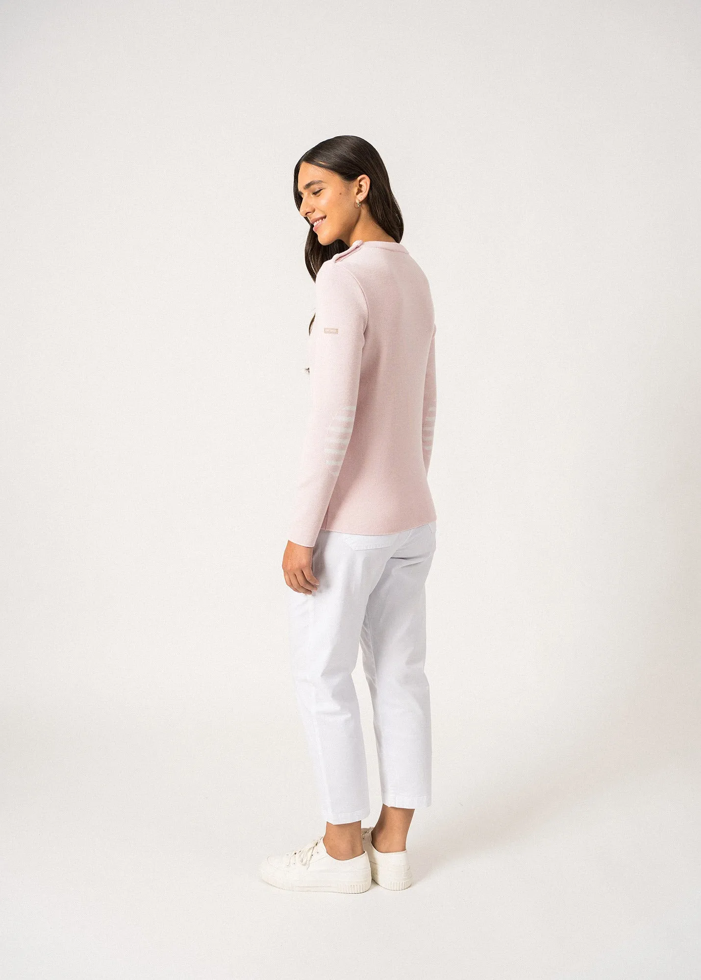 Pull marin uni Brganon - en laine (POUDRE)