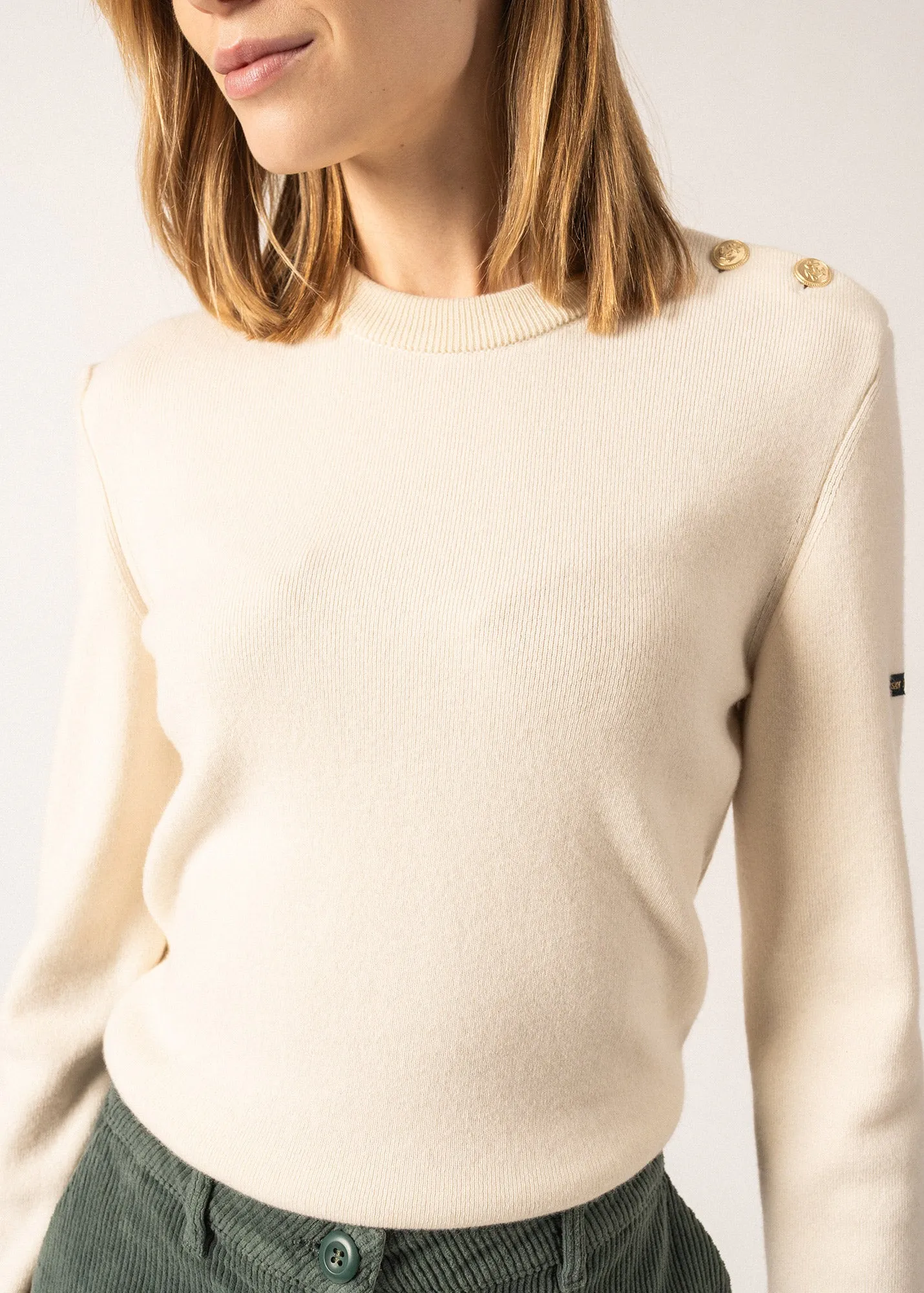 Pull marin uni Dax - en cachemire (ECUME)