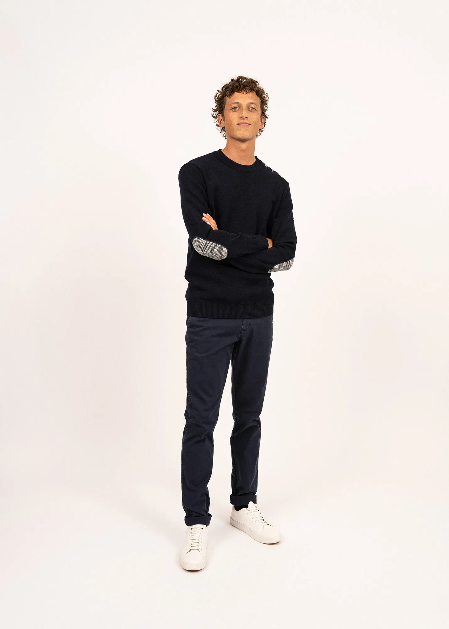 Pull marin uni Dinan - en laine (MARINE)
