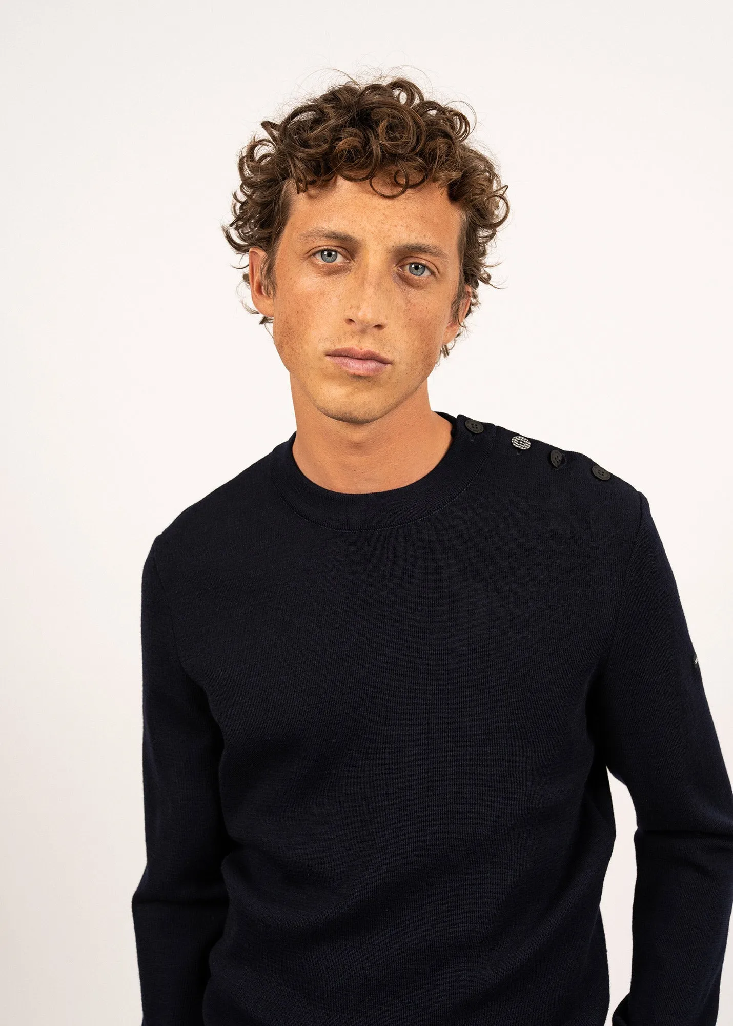 Pull marin uni Dinan - en laine (MARINE)