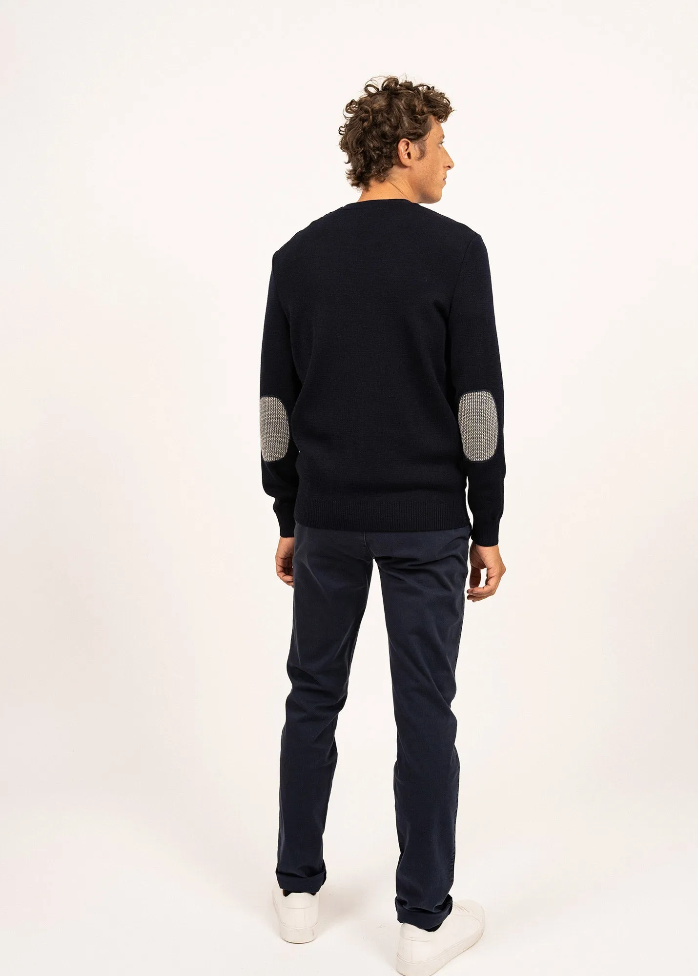 Pull marin uni Dinan - en laine (MARINE)