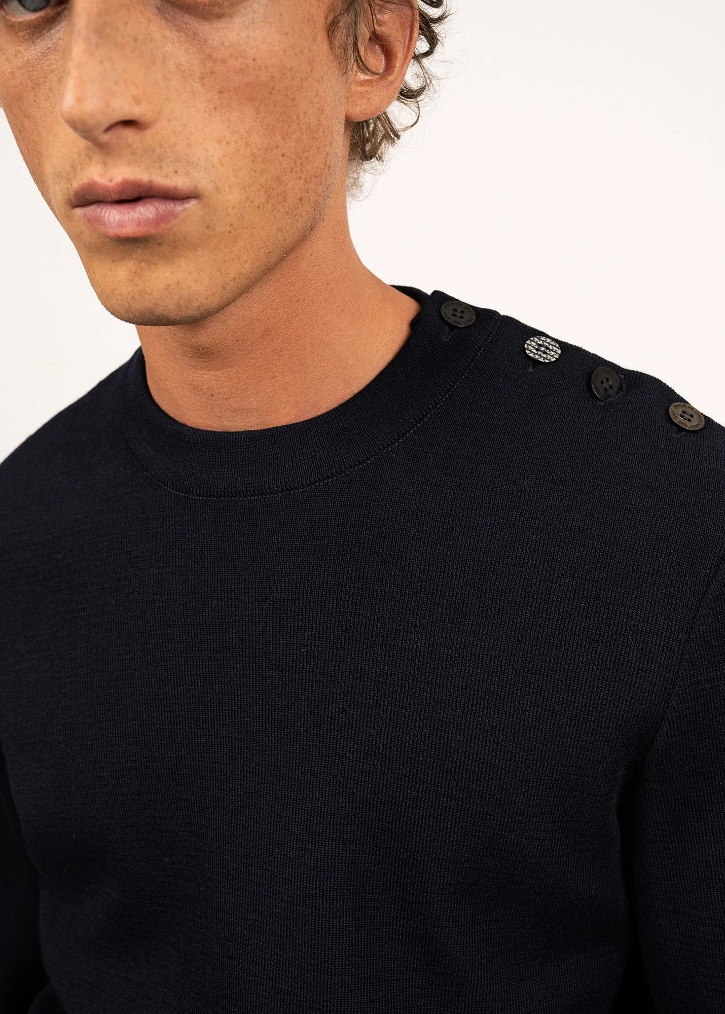 Pull marin uni Dinan - en laine (MARINE)