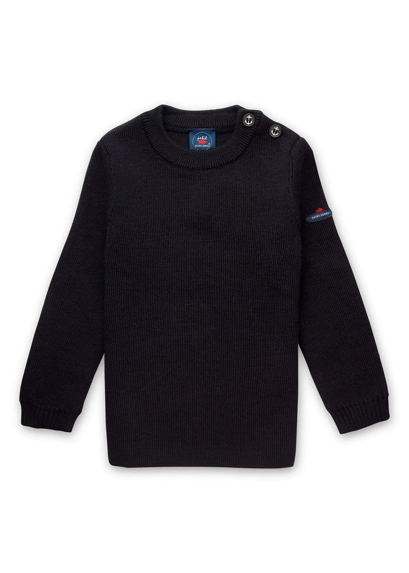Pull marin uni enfant Moussaillon - en laine mlange (NAVY)