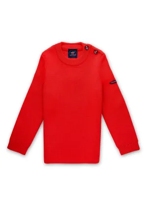 Pull marin uni enfant Moussaillon - en laine mlange (ROUGE)