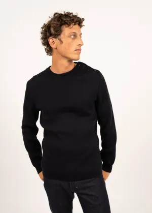 Pull marin uni Galiote - en laine mlange (NAVY)