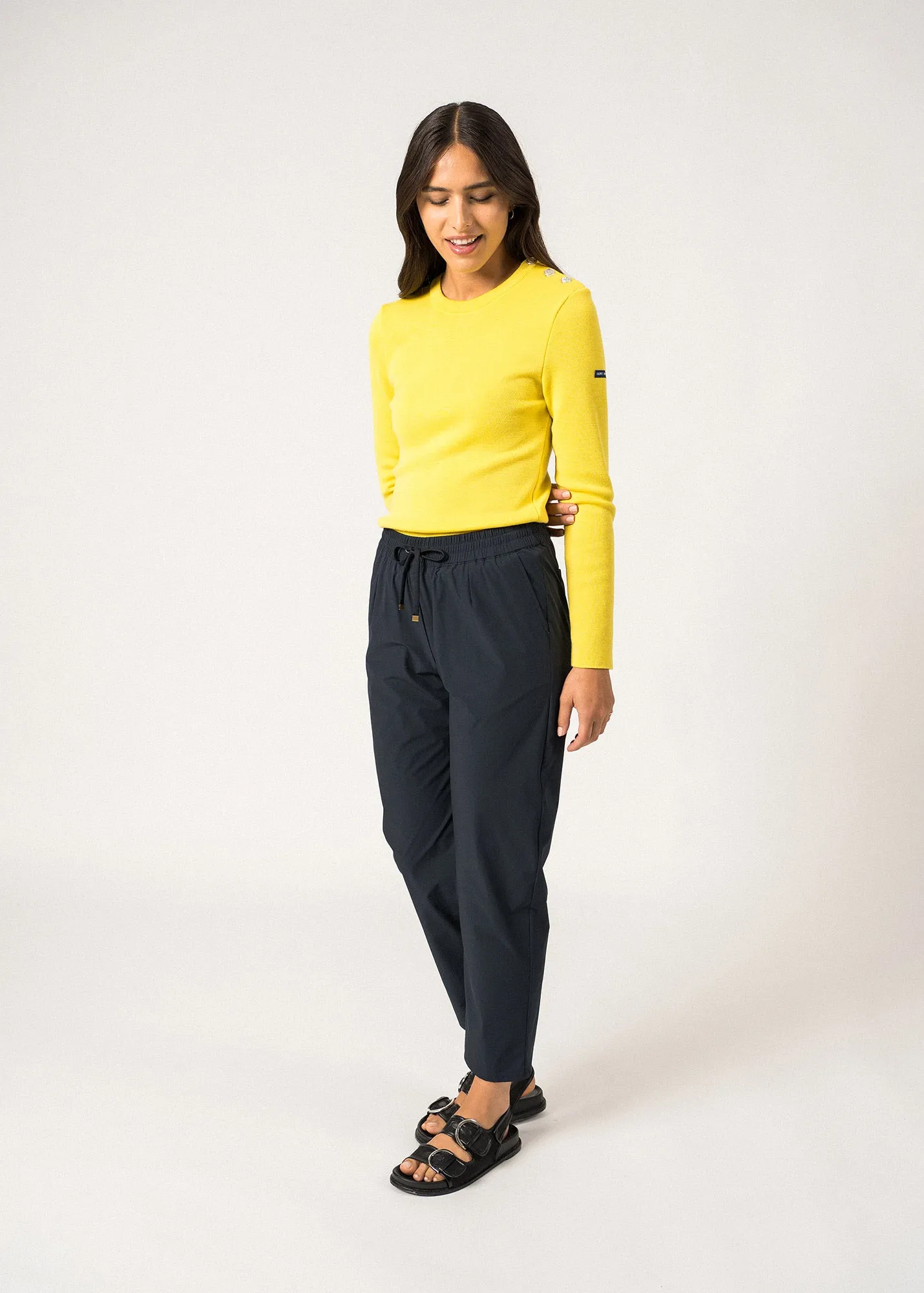 Pull marin uni Mare - en laine mrinos (ACIDULE)