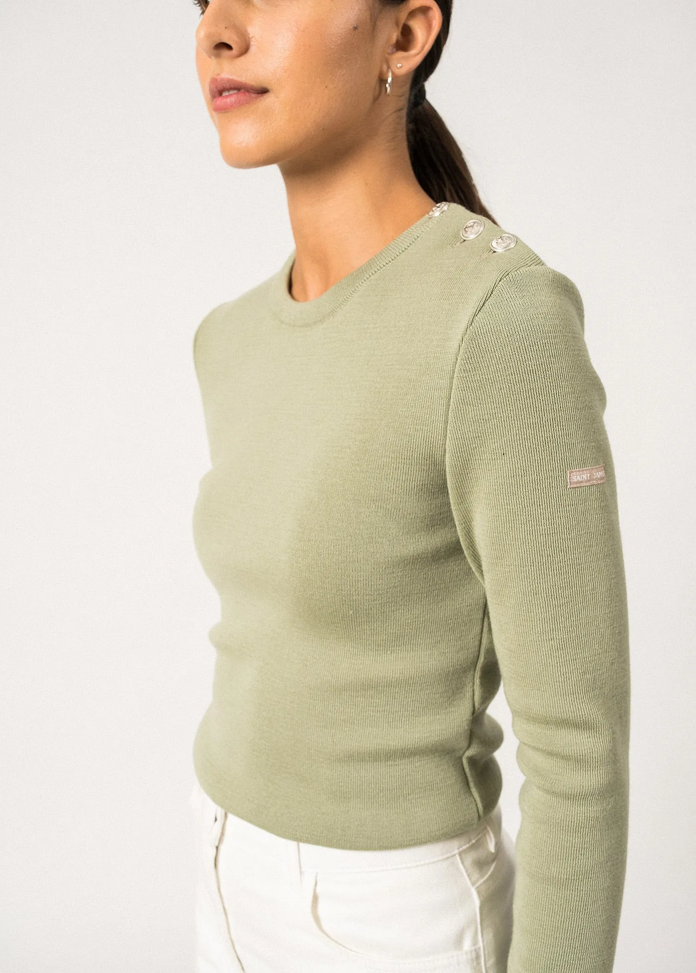 Pull marin uni Mare - en laine mrinos (AMANDIER)