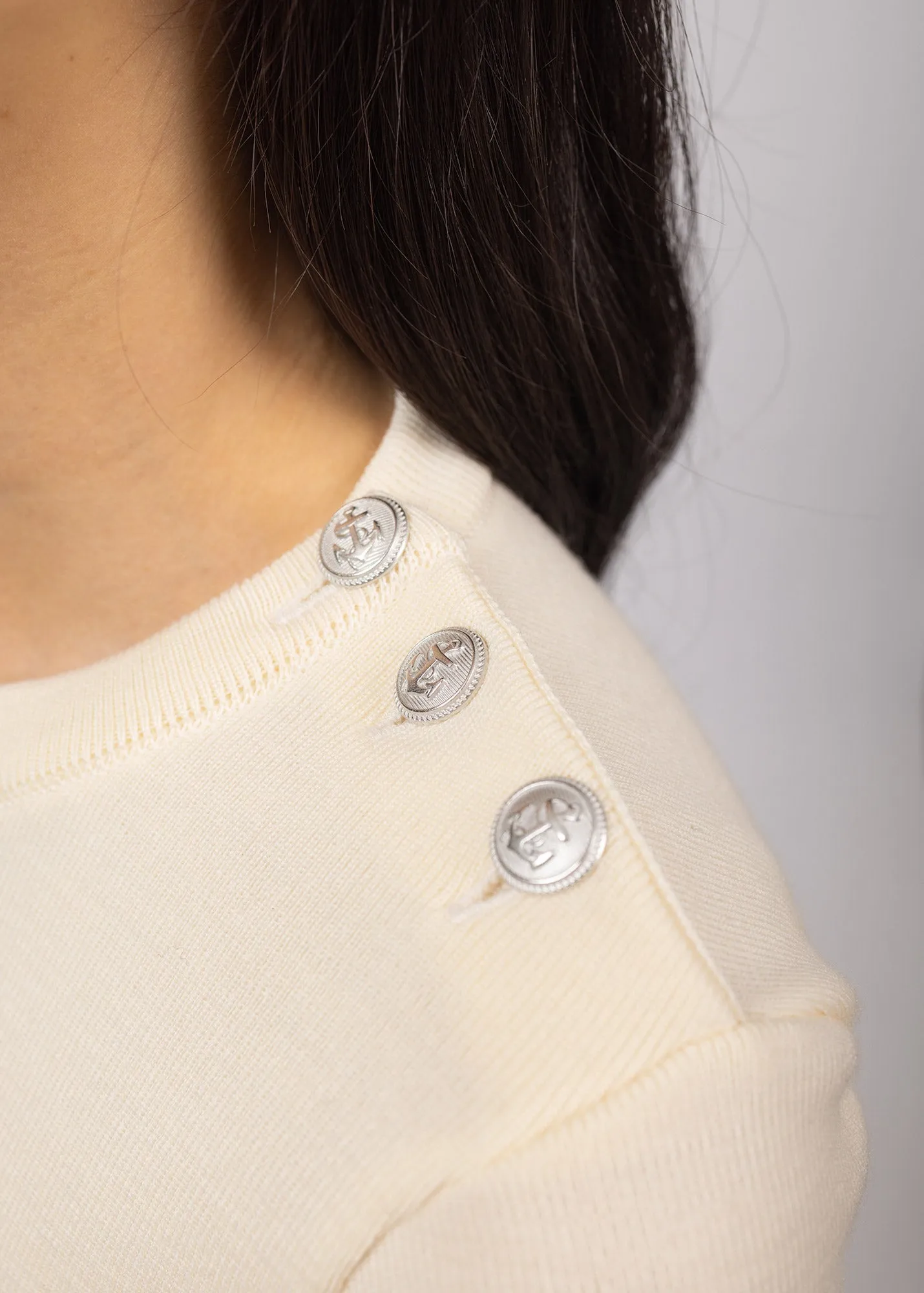 Pull marin uni Mare - en laine mrinos (ECUME)