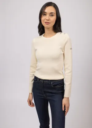 Pull marin uni Mare - en laine mrinos (ECUME)