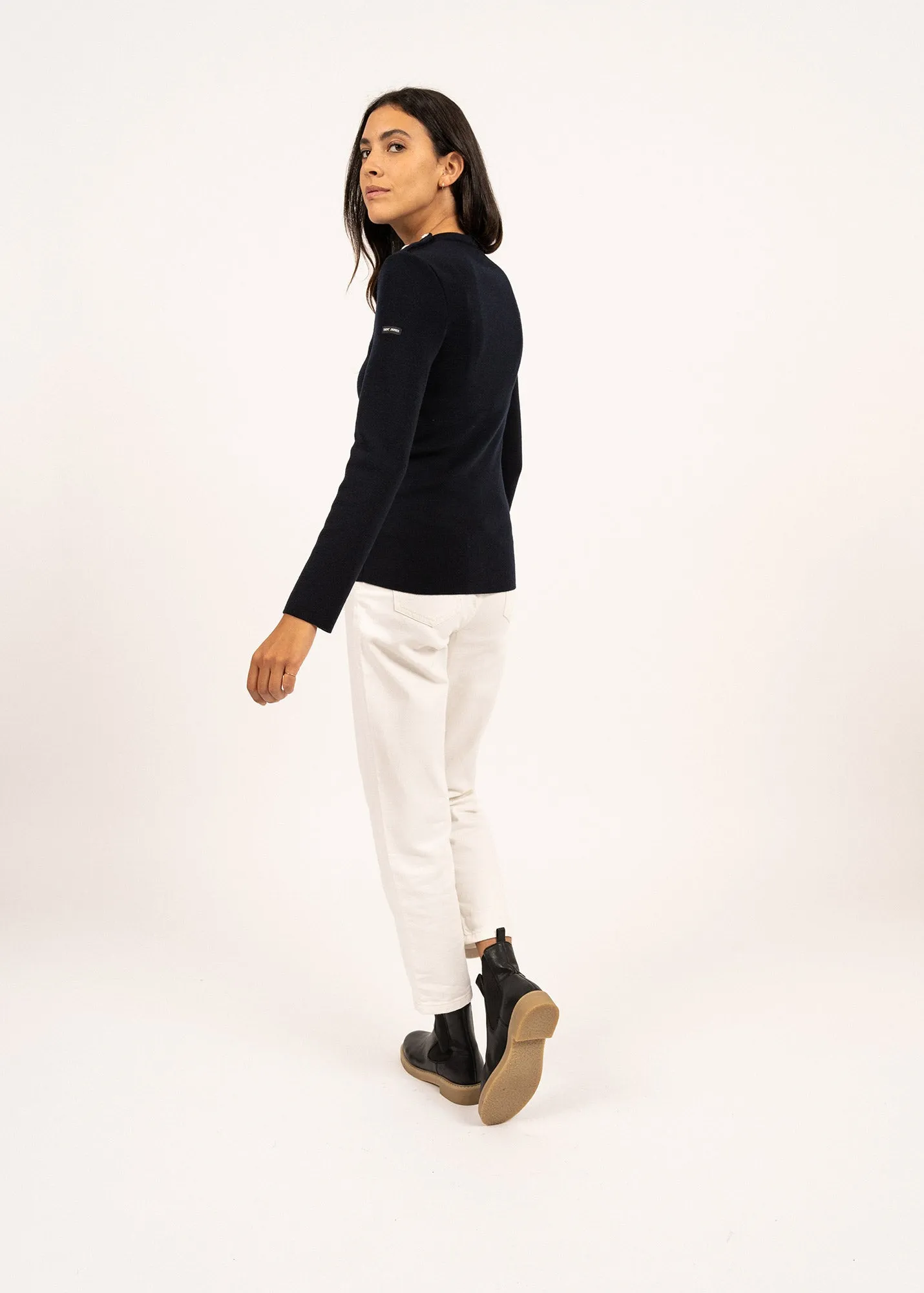 Pull marin uni Mare - en laine mrinos (NAVY)