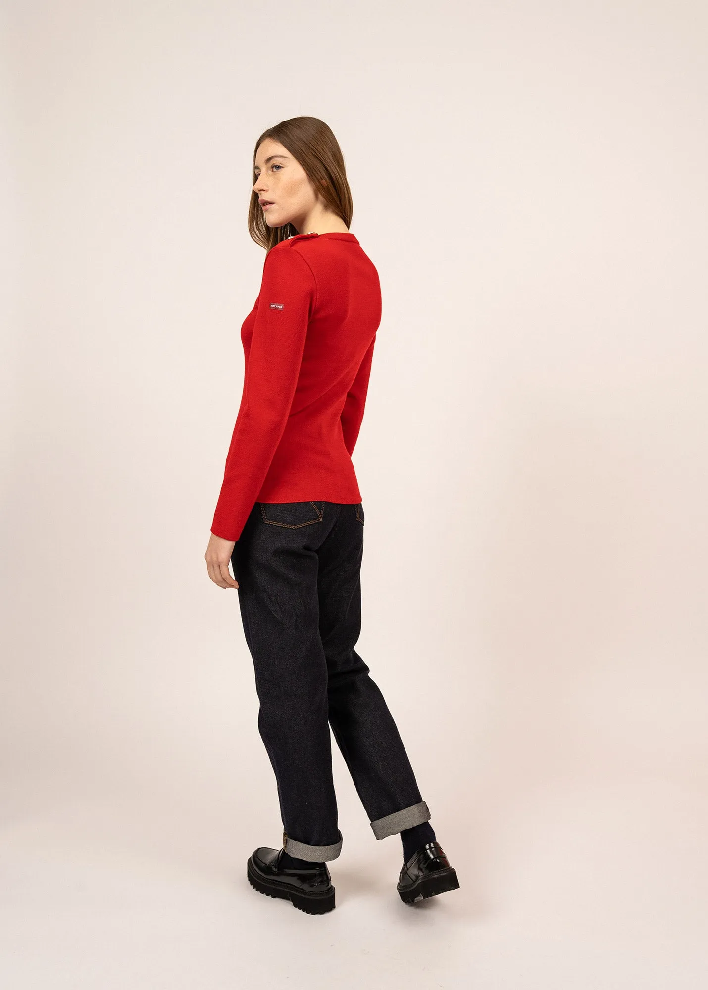 Pull marin uni Mare - en laine mrinos (TULIPE)