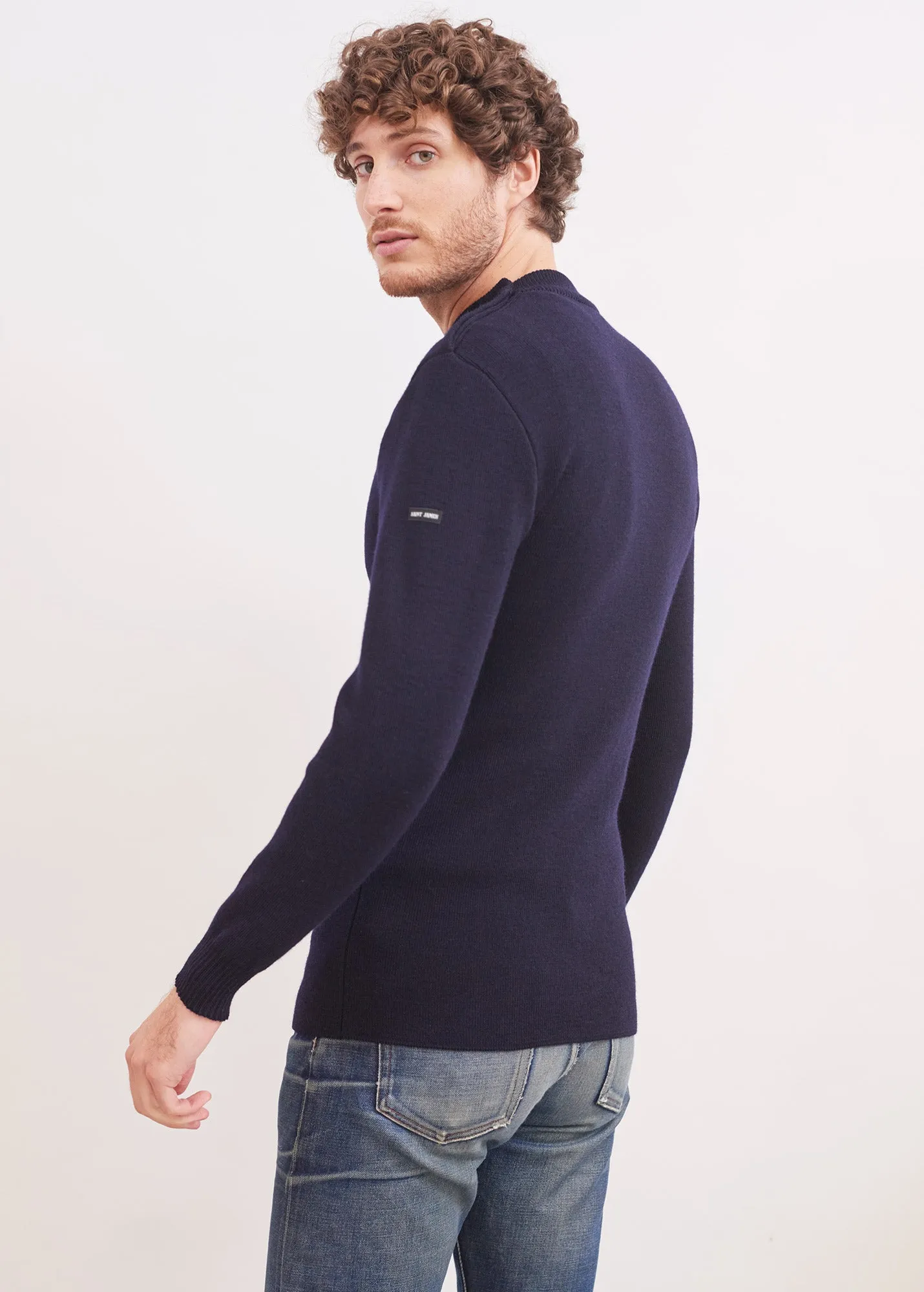 Pull marin uni Officier - en laine (MARINE)