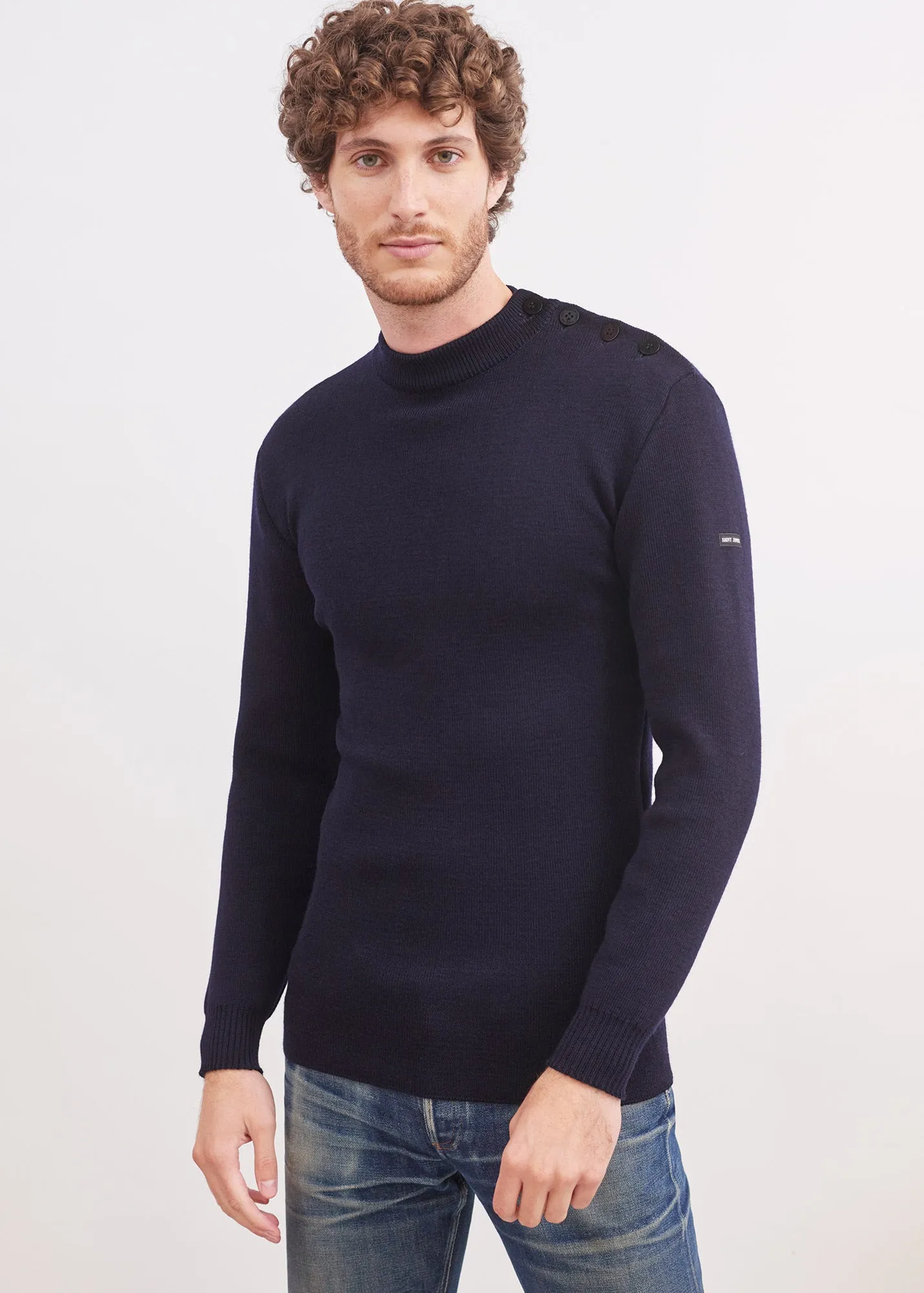 Pull marin uni Officier - en laine (MARINE)