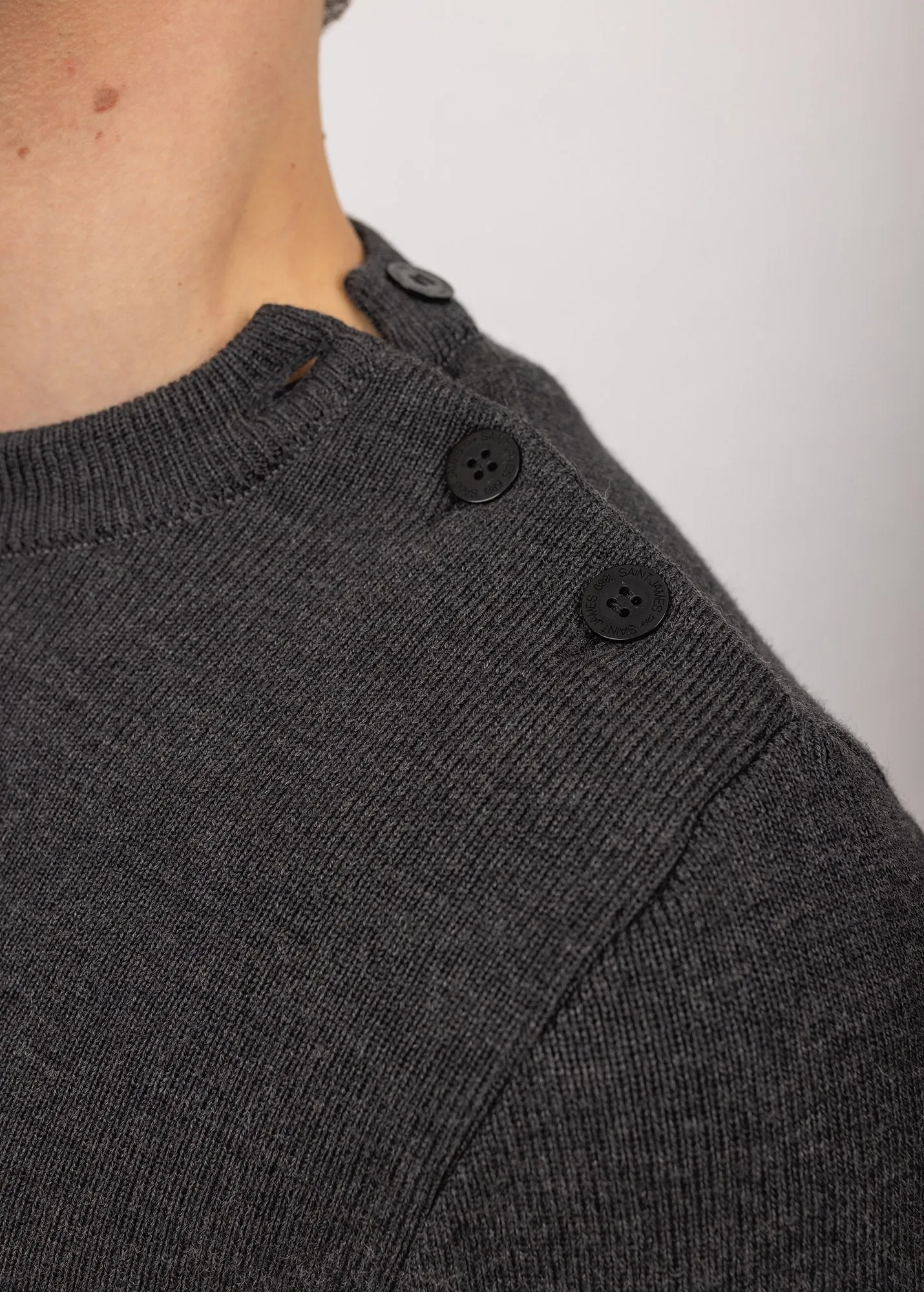 Pull marin uni Rochefort - en laine mrinos (ANTHRACITE)
