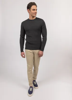 Pull marin uni Rochefort - en laine mrinos (ANTHRACITE)