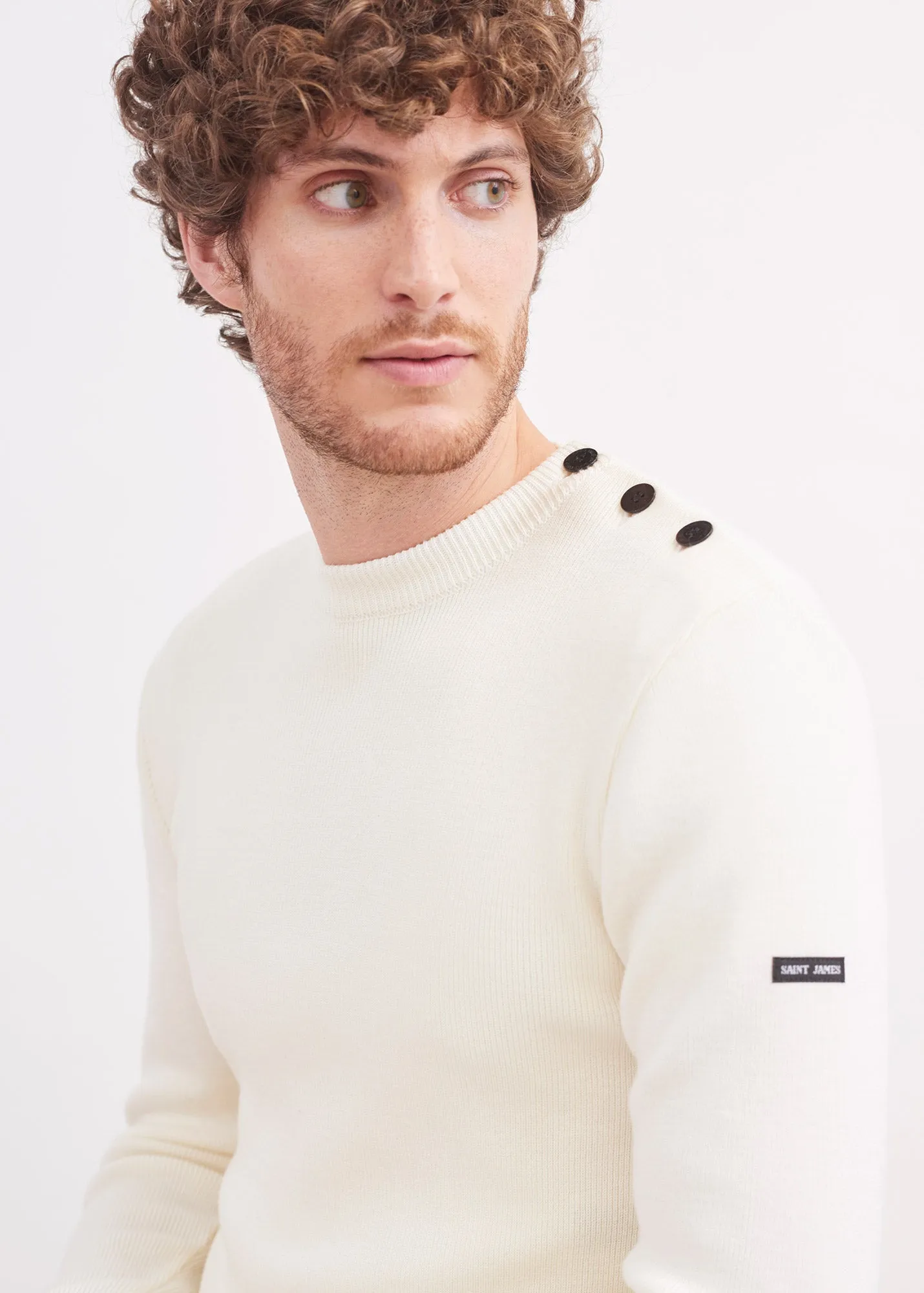 Pull marin uni Rochefort - en laine mrinos (ECUME)
