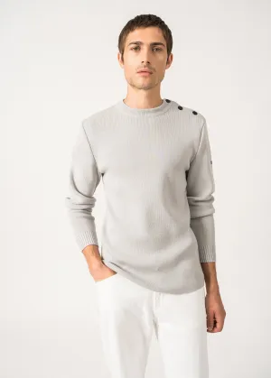Pull marin uni Rochefort - en laine mrinos (GRIS LIGHT)