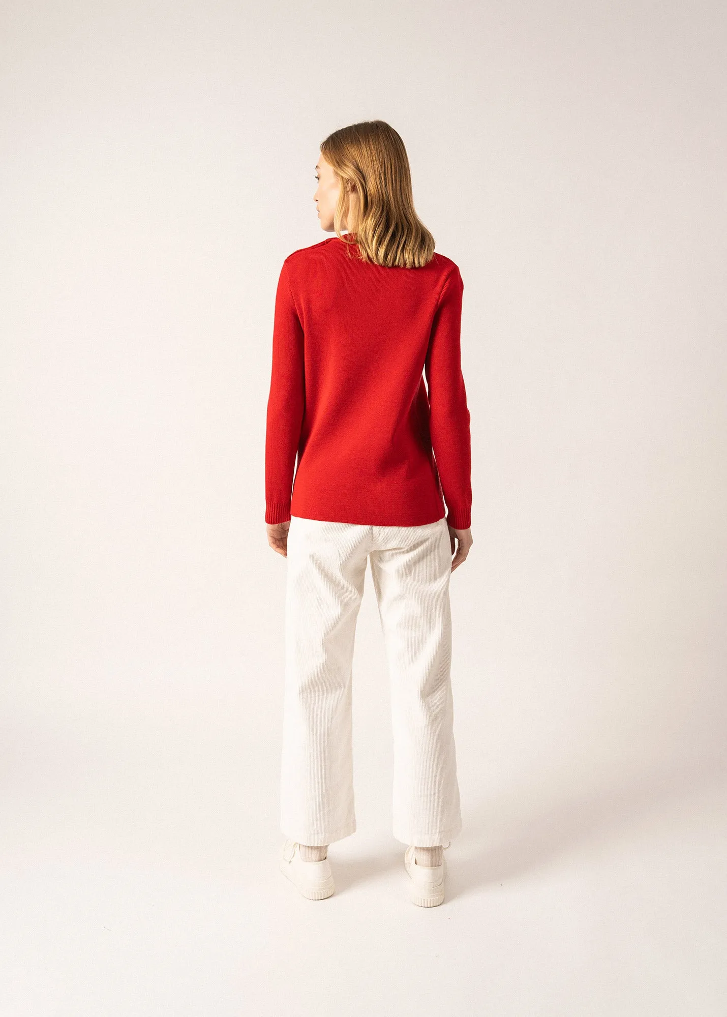 Pull marin uni Rochefort - en laine (ROUGE)