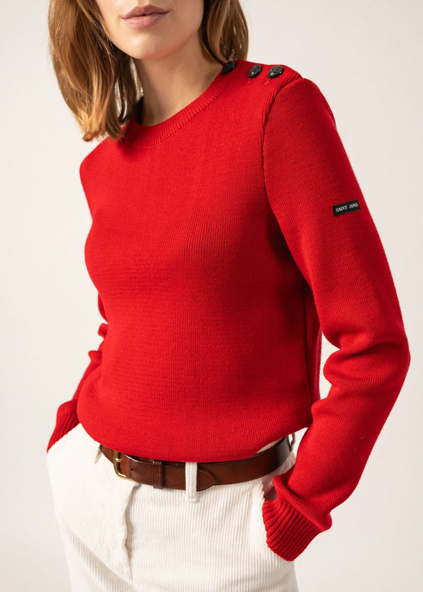 Pull marin uni Rochefort - en laine (ROUGE)