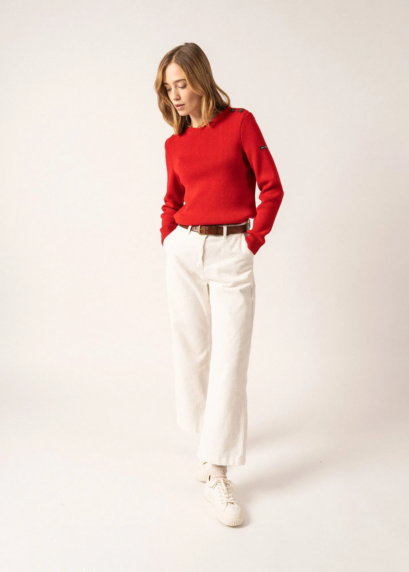 Pull marin uni Rochefort - en laine (ROUGE)