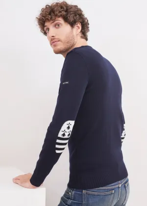 Pull Mondiovision Bretagne - en laine,  coudires contrastes (NAVY/ECUME)