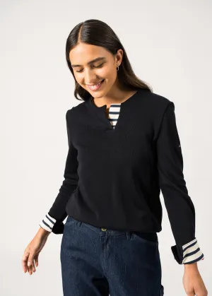 Pull Quille - double-face coton et laine (NAVY)