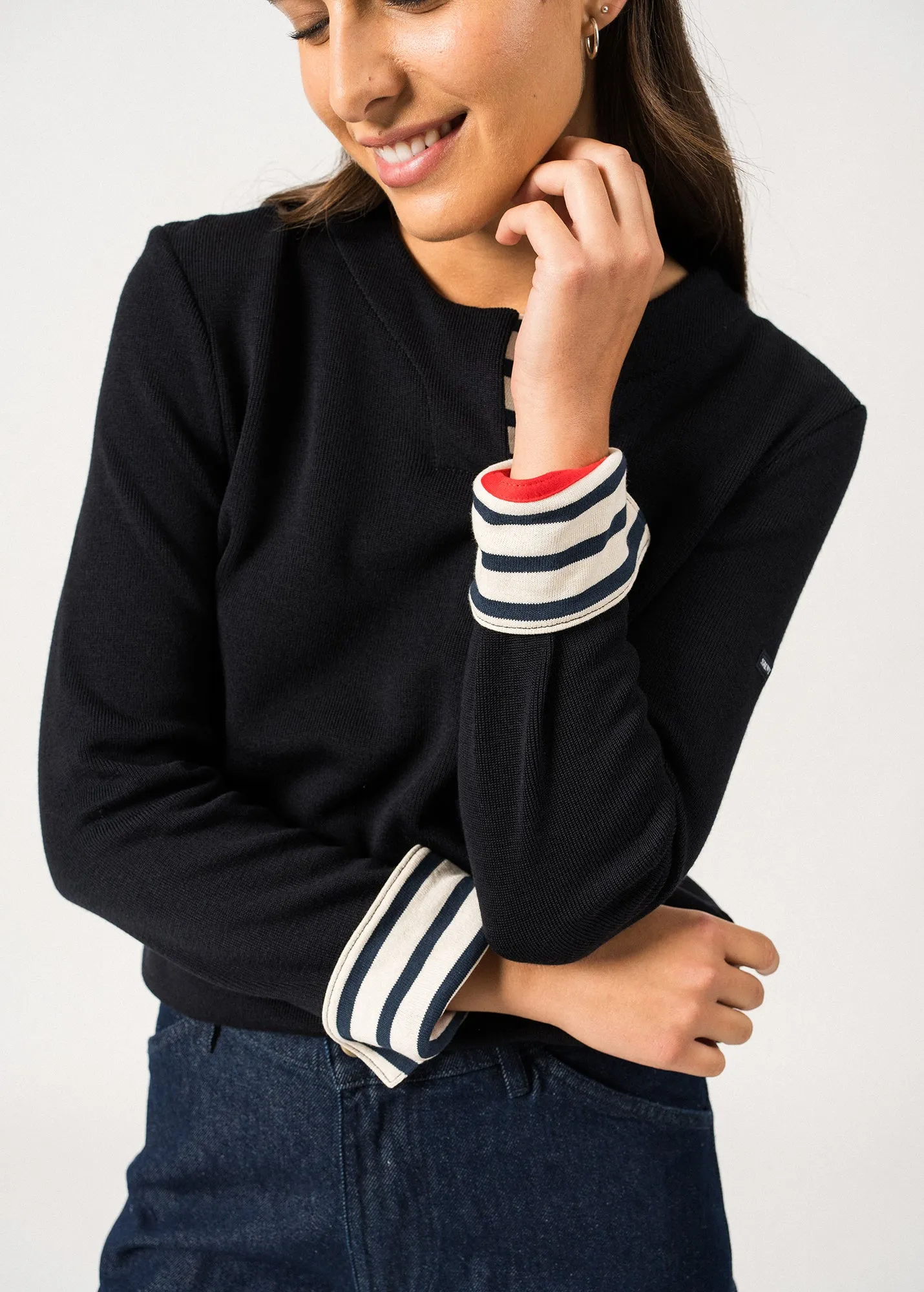 Pull Quille - double-face coton et laine (NAVY)