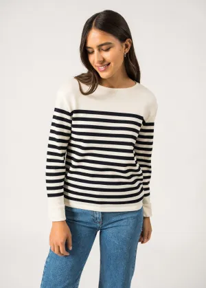 Pull ray Ecrins - en laine douce (ECUME/NAVY)
