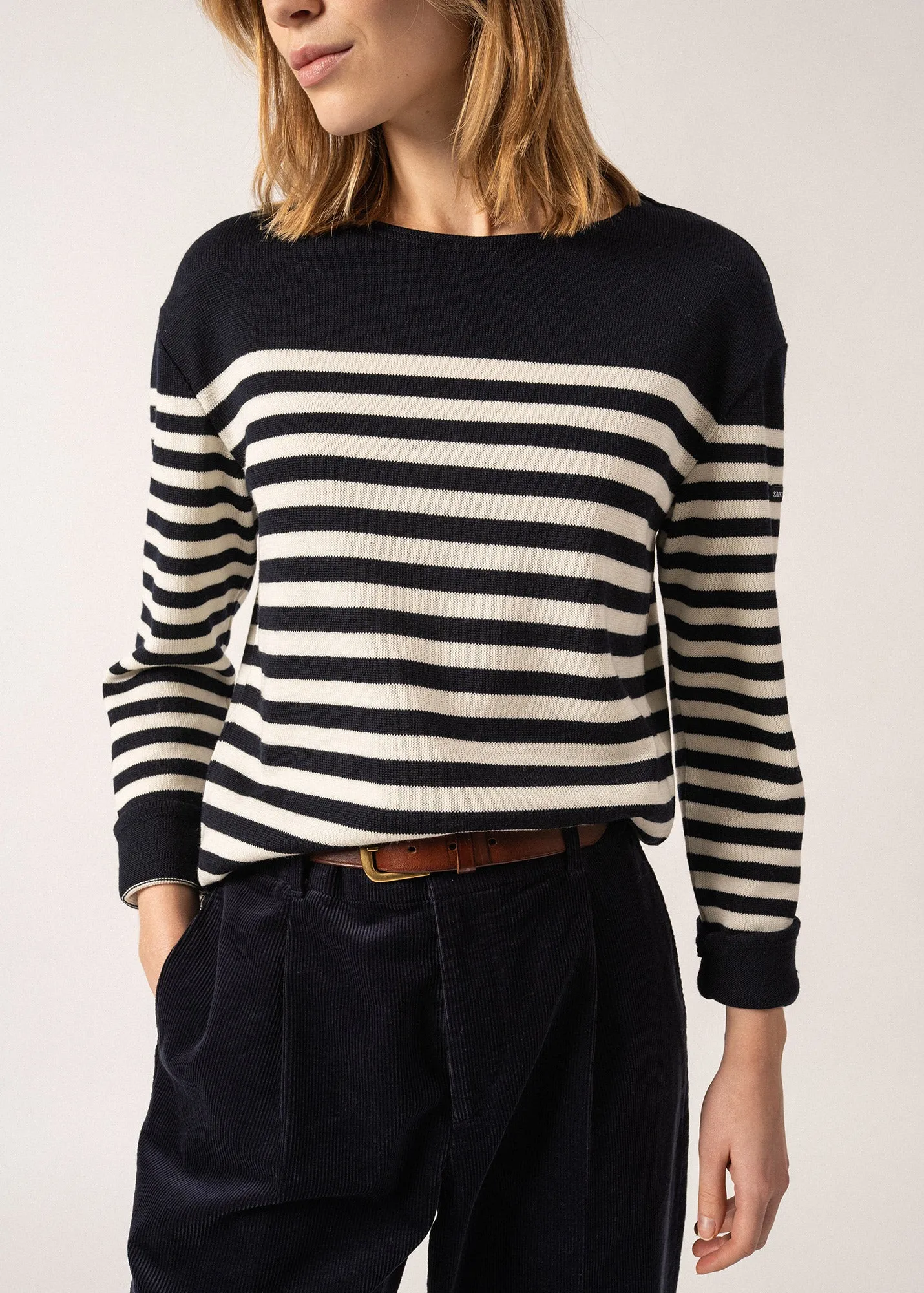 Pull ray Ecrins - en laine douce (NAVY/ECUME)