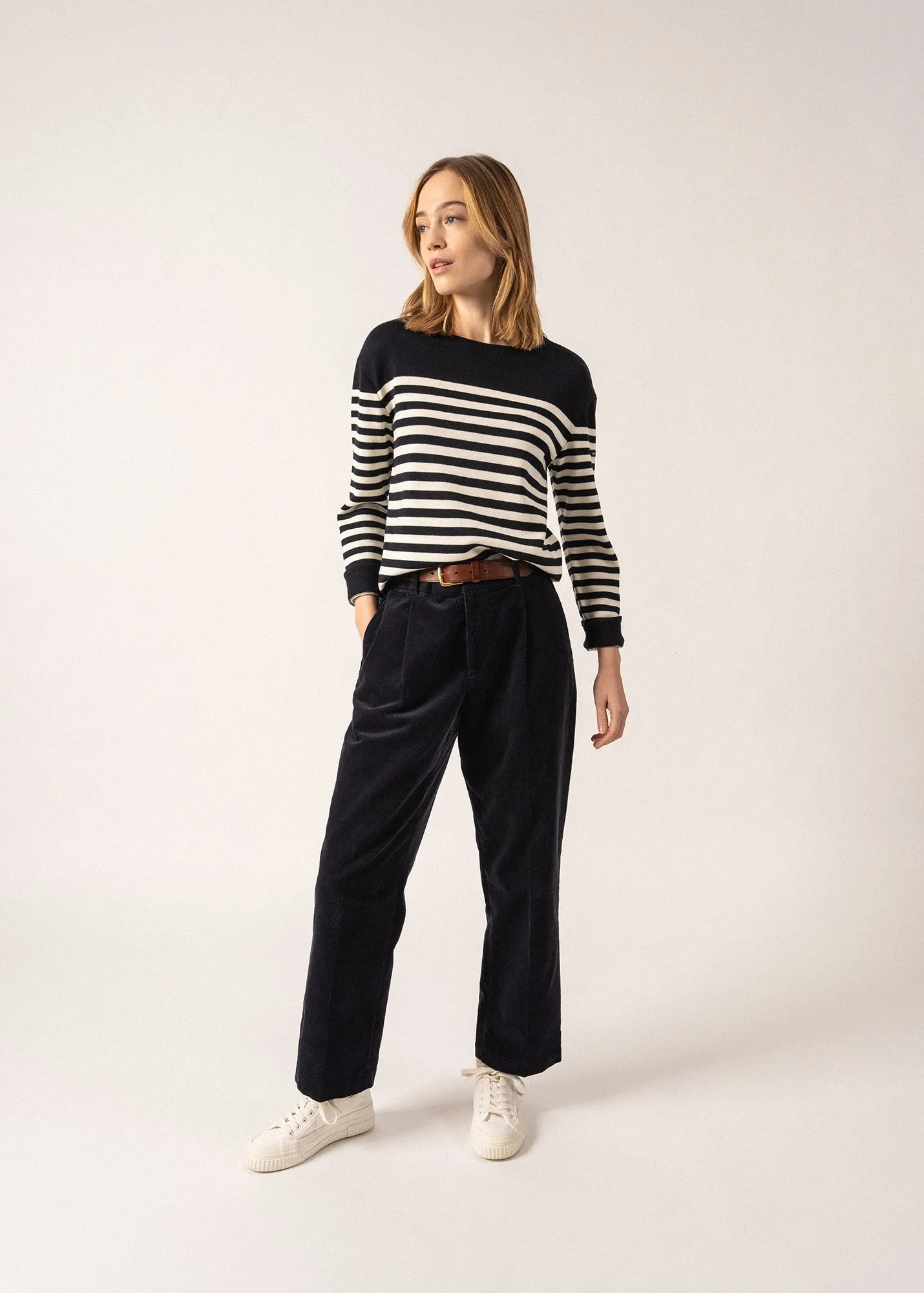 Pull ray Ecrins - en laine douce (NAVY/ECUME)