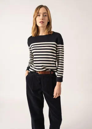 Pull ray Ecrins - en laine douce (NAVY/ECUME)