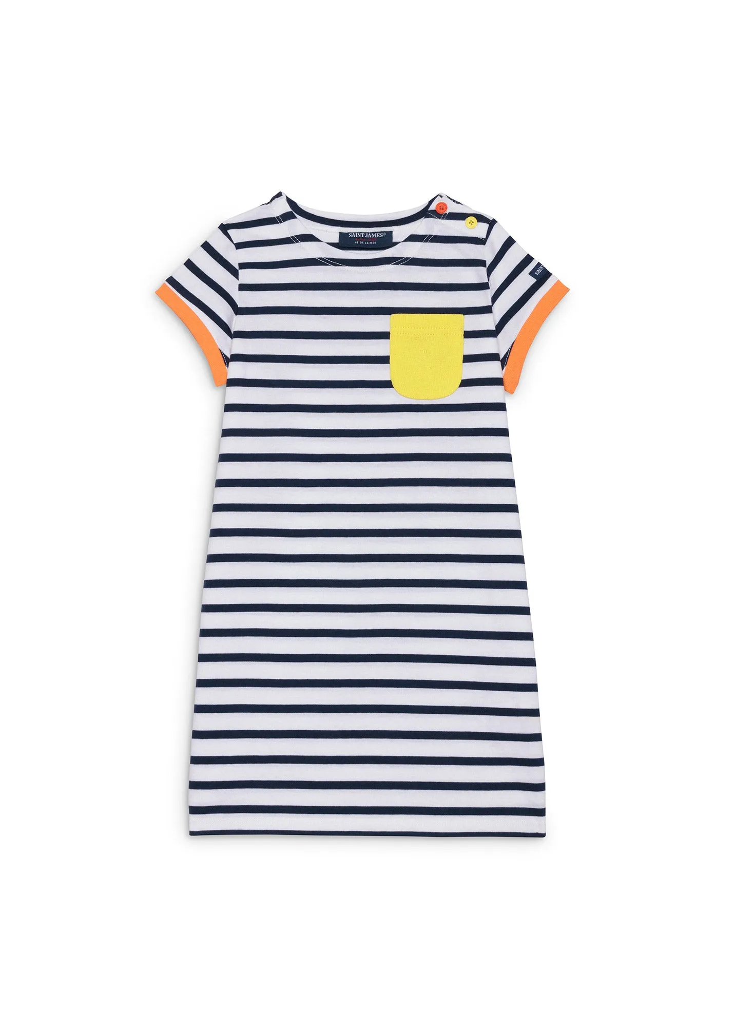 Robe marinire enfant Lina - en coton (BLANC/MARINE/BASKET/ACIDULE)
