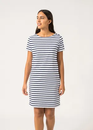 Robe raye Villefranche - en coton (NEIGE/MARINE)