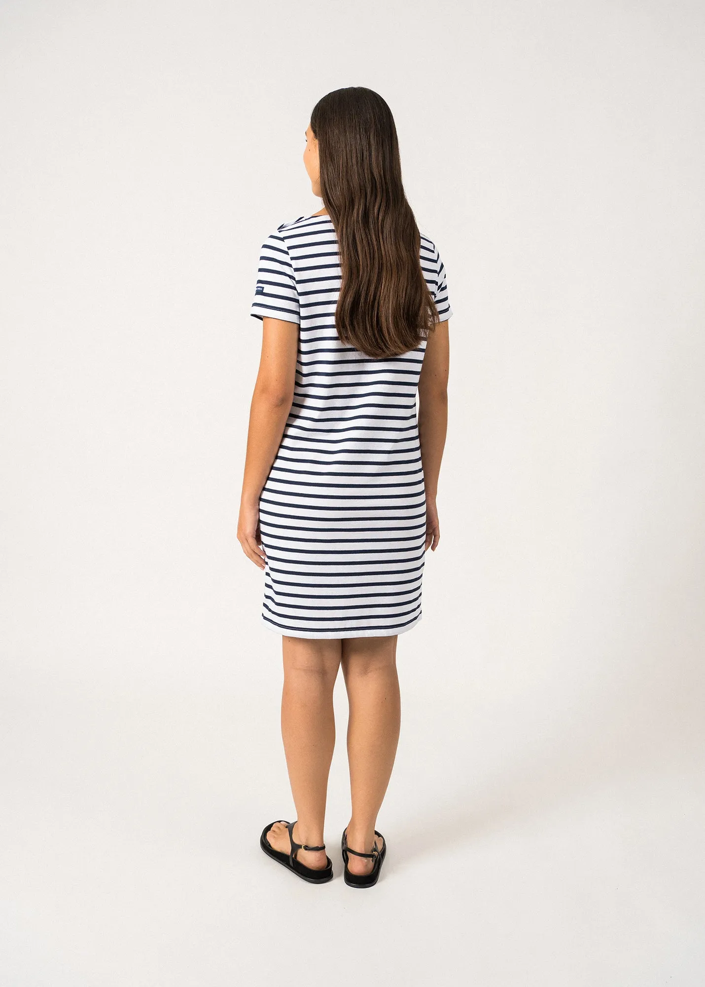 Robe raye Villefranche - en coton (NEIGE/MARINE)