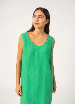 Robe sans manche Clarisse - en lin (VERT)