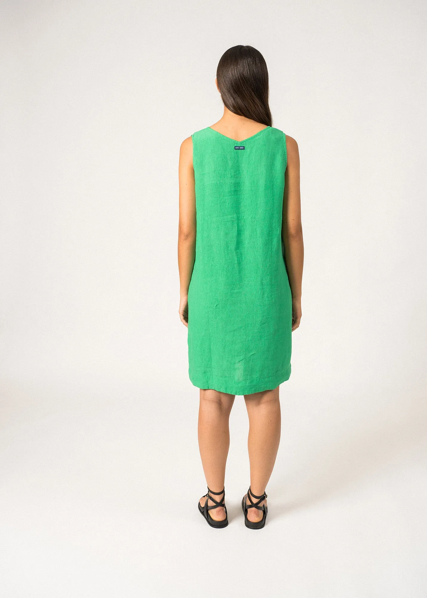Robe sans manche Clarisse - en lin (VERT)