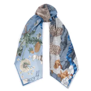 SABINA SAVAGE - LONDON BRIDGE IS FALLING DOWN SILK TWILL SCARF 135CM POWDER/FROST