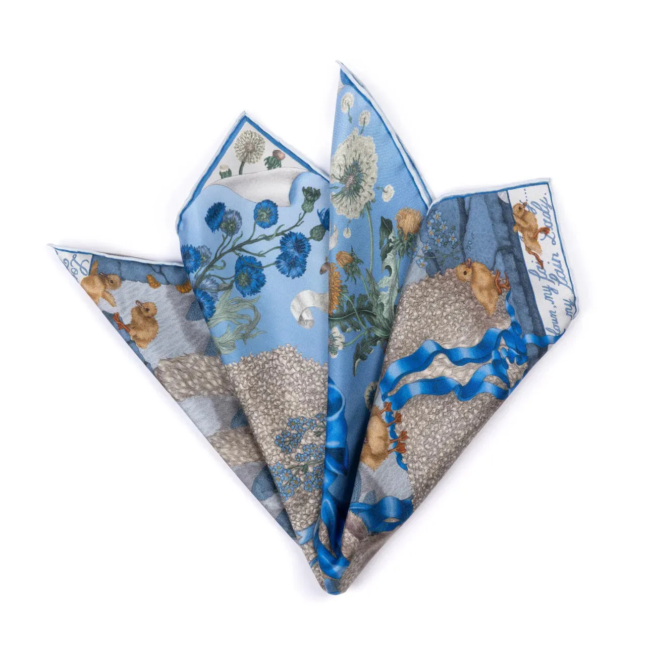 SABINA SAVAGE - LONDON BRIDGE IS FALLING DOWN SILK TWILL SCARF 42CM POWDER/FROST