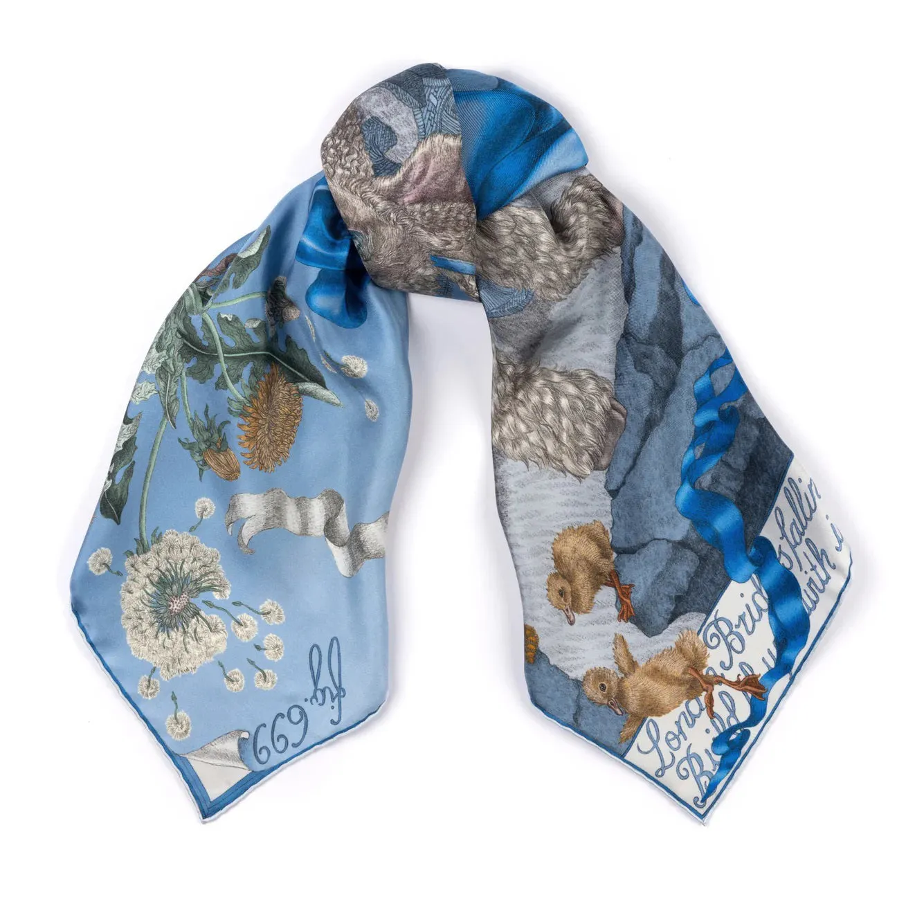 SABINA SAVAGE - LONDON BRIDGE IS FALLING DOWN SILK TWILL SCARF 90CM POWDER/FROST