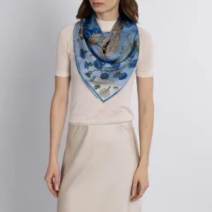 SABINA SAVAGE - LONDON BRIDGE IS FALLING DOWN SILK TWILL SCARF 90CM POWDER/FROST