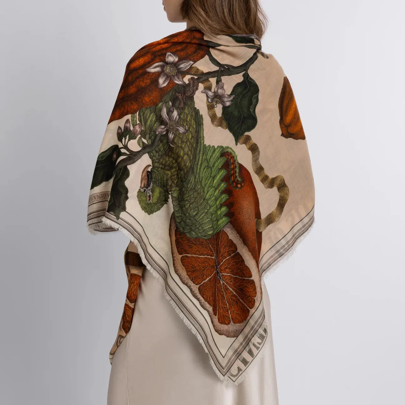 SABINA SAVAGE - ORANGES AND LEMONS CASHMERE SCARF 135CM CITRINE/ZEST