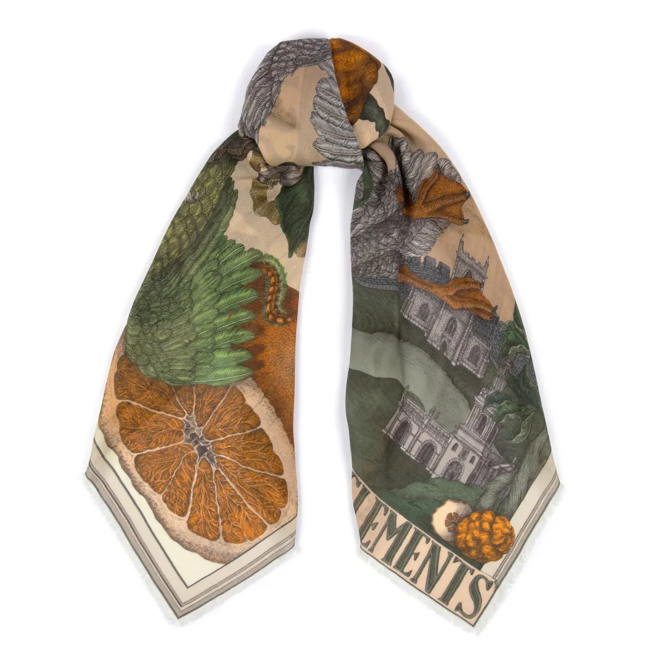 SABINA SAVAGE - ORANGES AND LEMONS CASHMERE SCARF 135CM CITRINE/ZEST