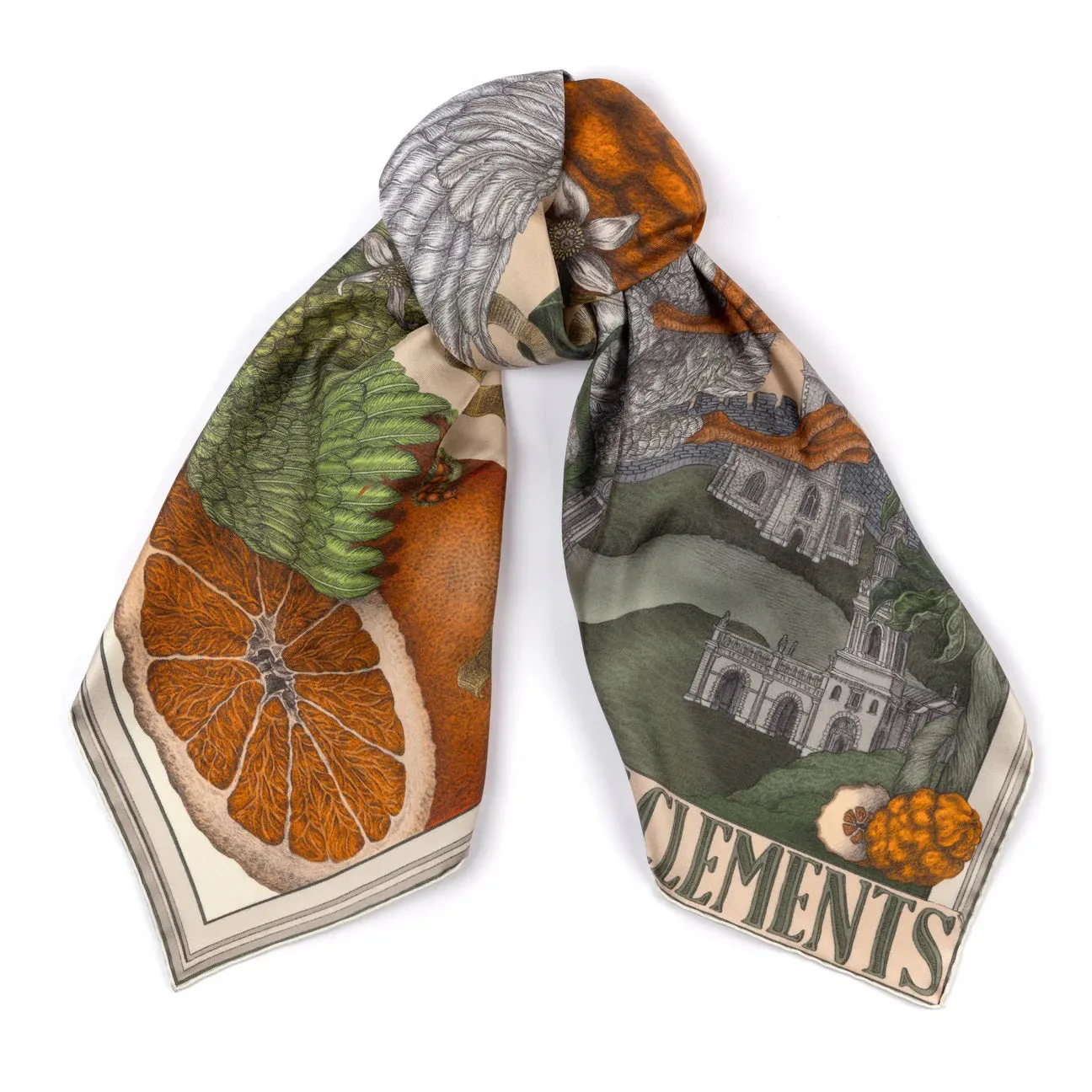 SABINA SAVAGE - ORANGES AND LEMONS SILK TWILL CARF 90CM CITRINE/ZEST