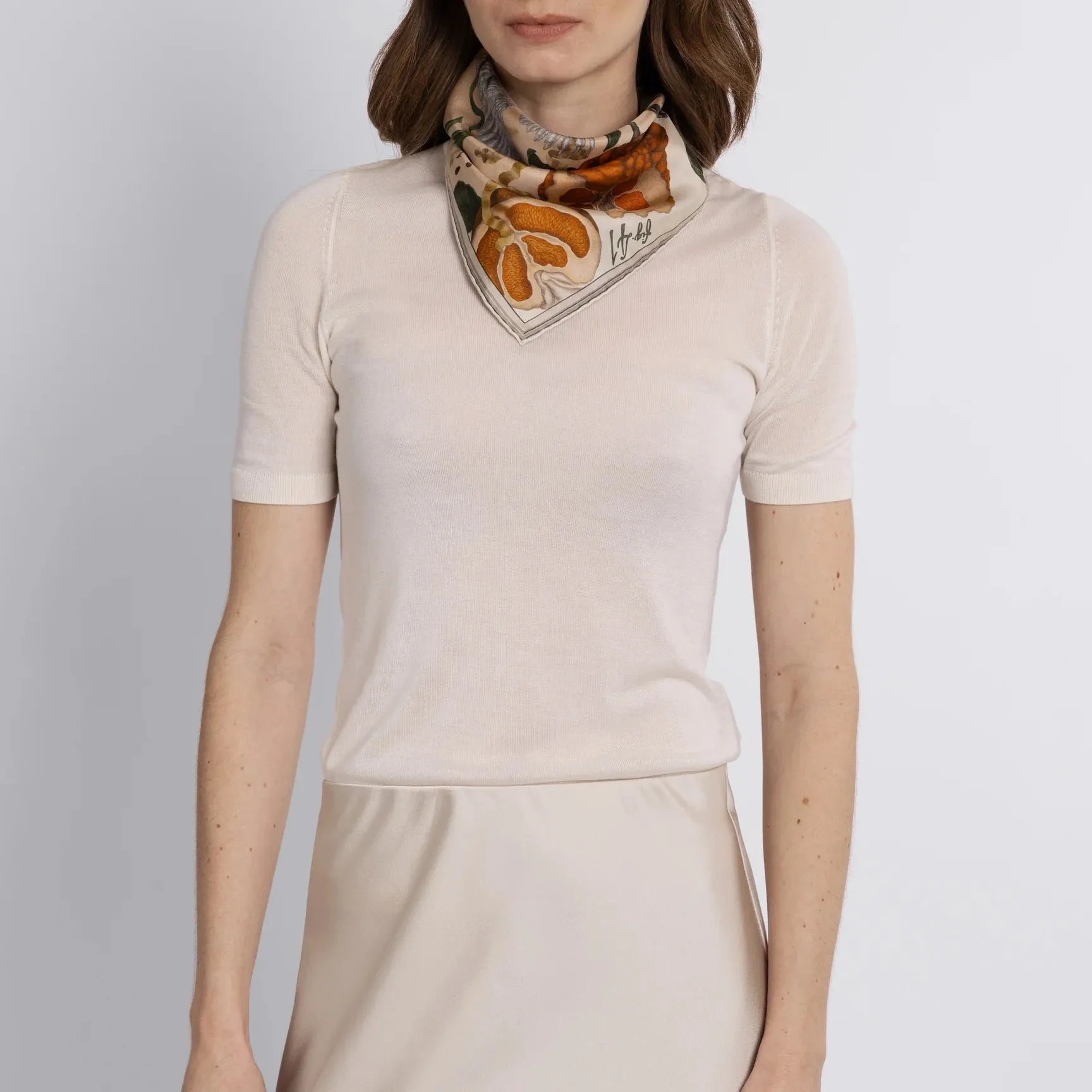 SABINA SAVAGE - ORANGES AND LEMONS SILK TWILL SCARF 42CM CINTRINE/ZEST