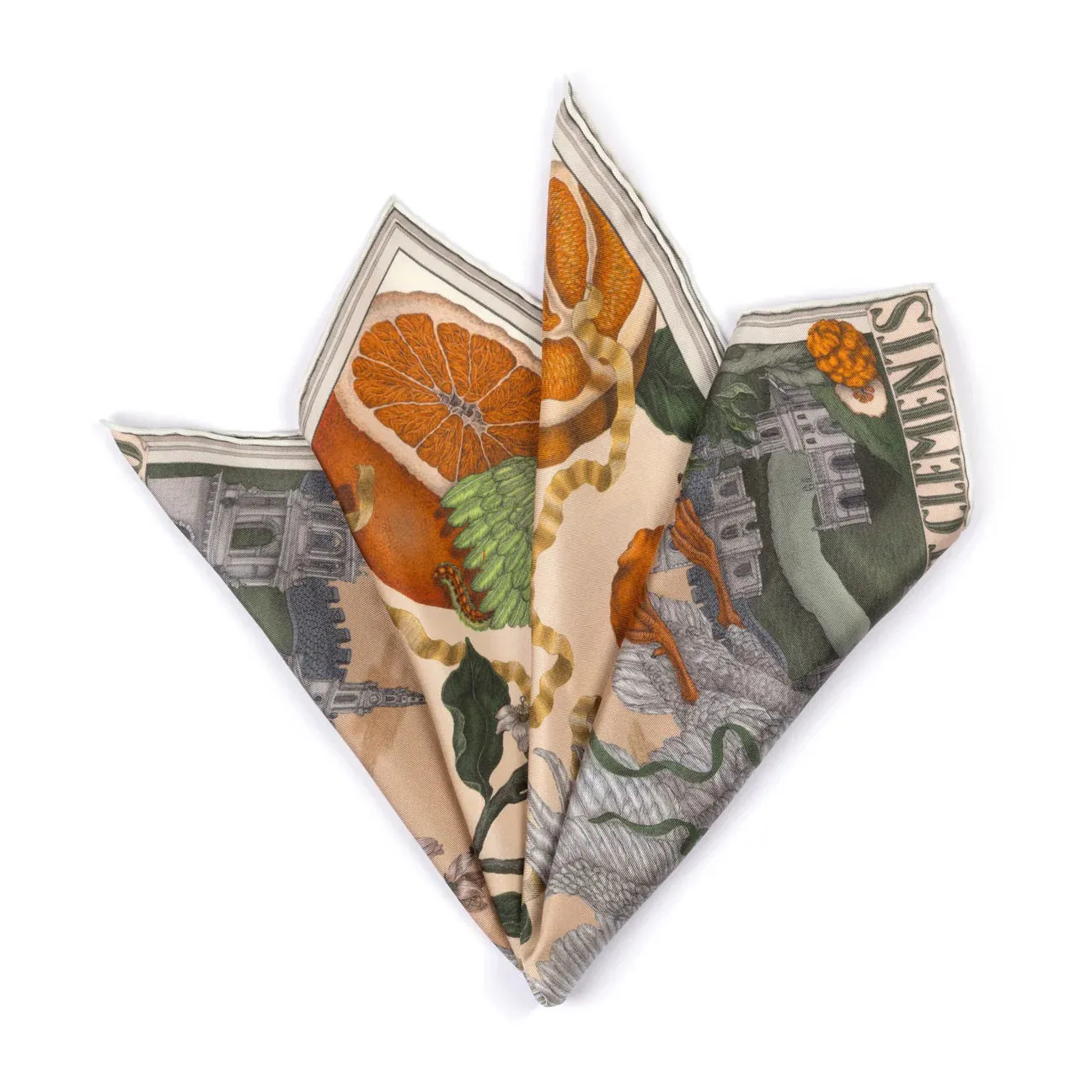 SABINA SAVAGE - ORANGES AND LEMONS SILK TWILL SCARF 42CM CINTRINE/ZEST