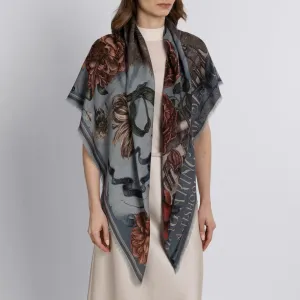 SABINA SAVAGE - RING A RING O' ROSES CASHMERE SCARF 135CM GLACIER/BALLET